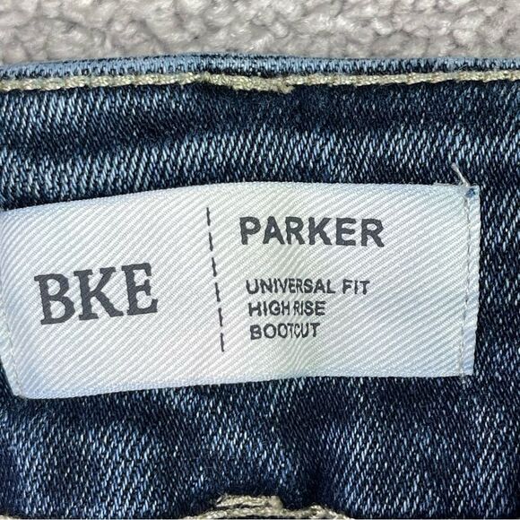BKE Parker Jeans Women’s 29X27.5* Blue Bootcut High Rise Dark Denim Distressed - Picture 6 of 13